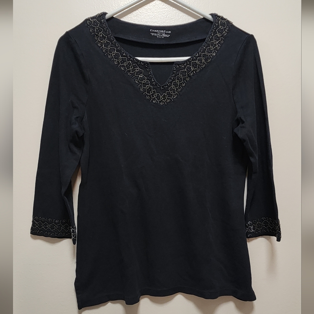 Elegant Black Lace Trim Women's Top